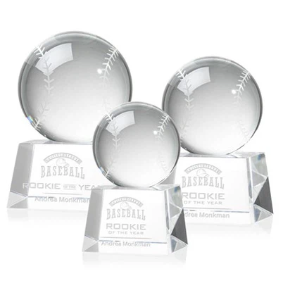 Troféu de beisebol de cristal